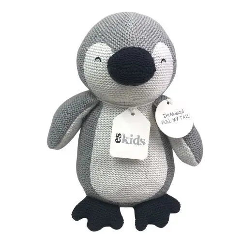 Eco Knitted Musical Penguin - Grey