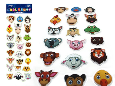 Puffy Stickers - Animal Faces