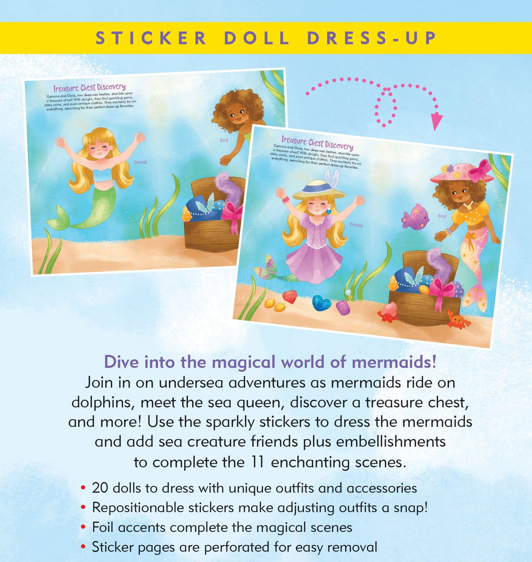 Sticker Doll Dress Up Book - Mermaids