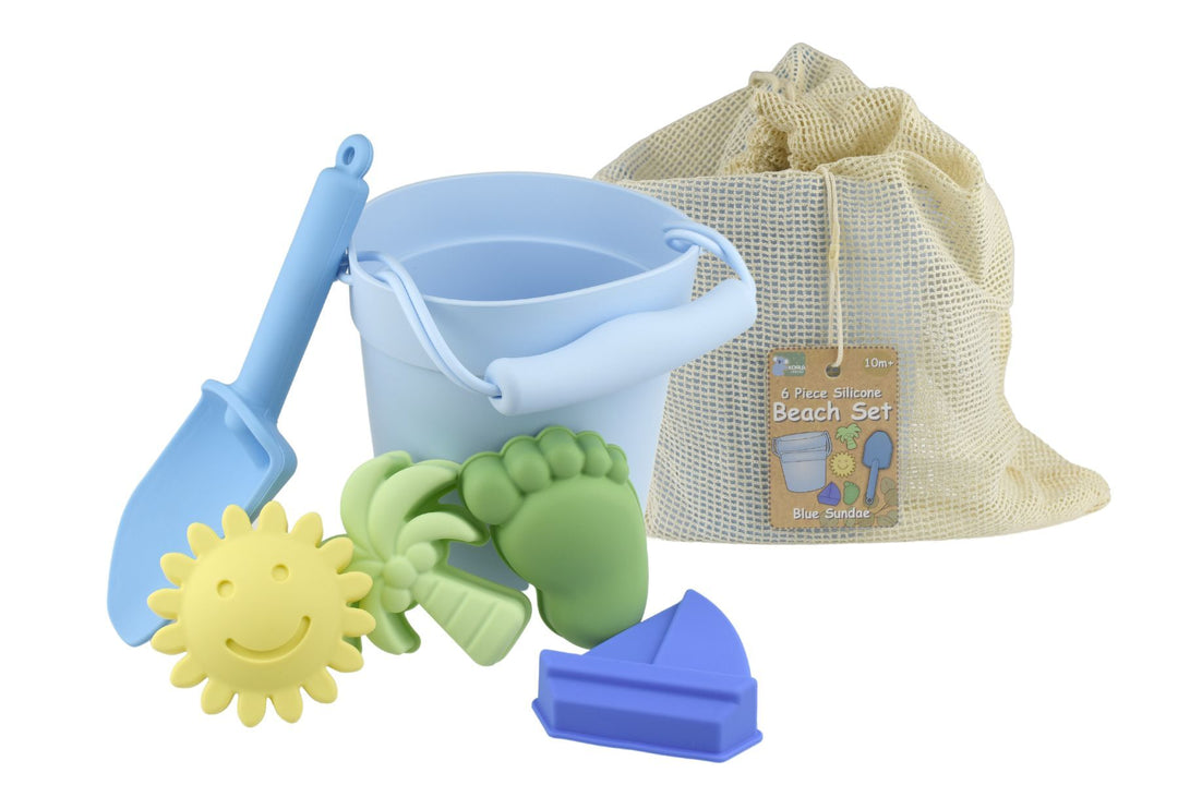 Beach Bucket | 6PC Silicone Set - Blue Sundae