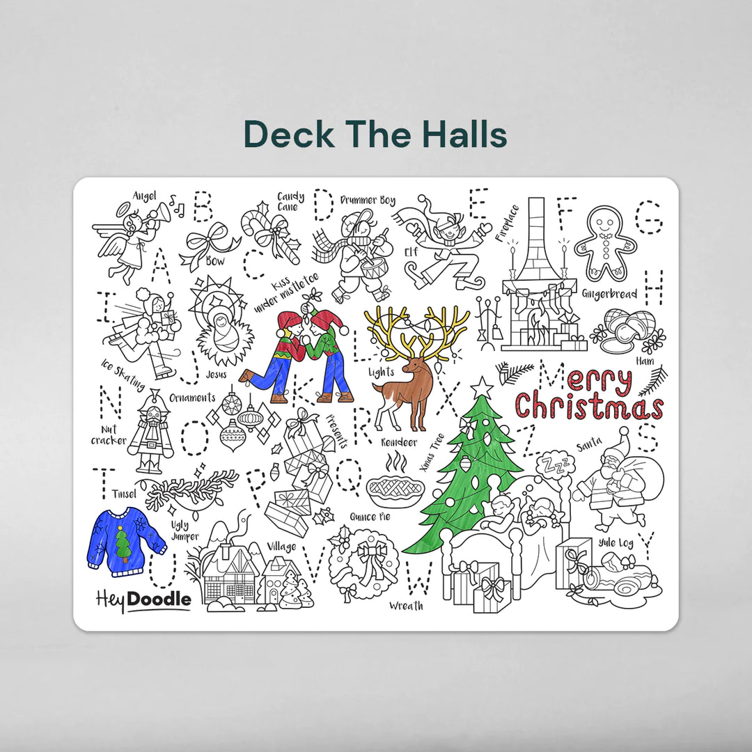 Reusable Colour-in Placemat - Deck the Halls