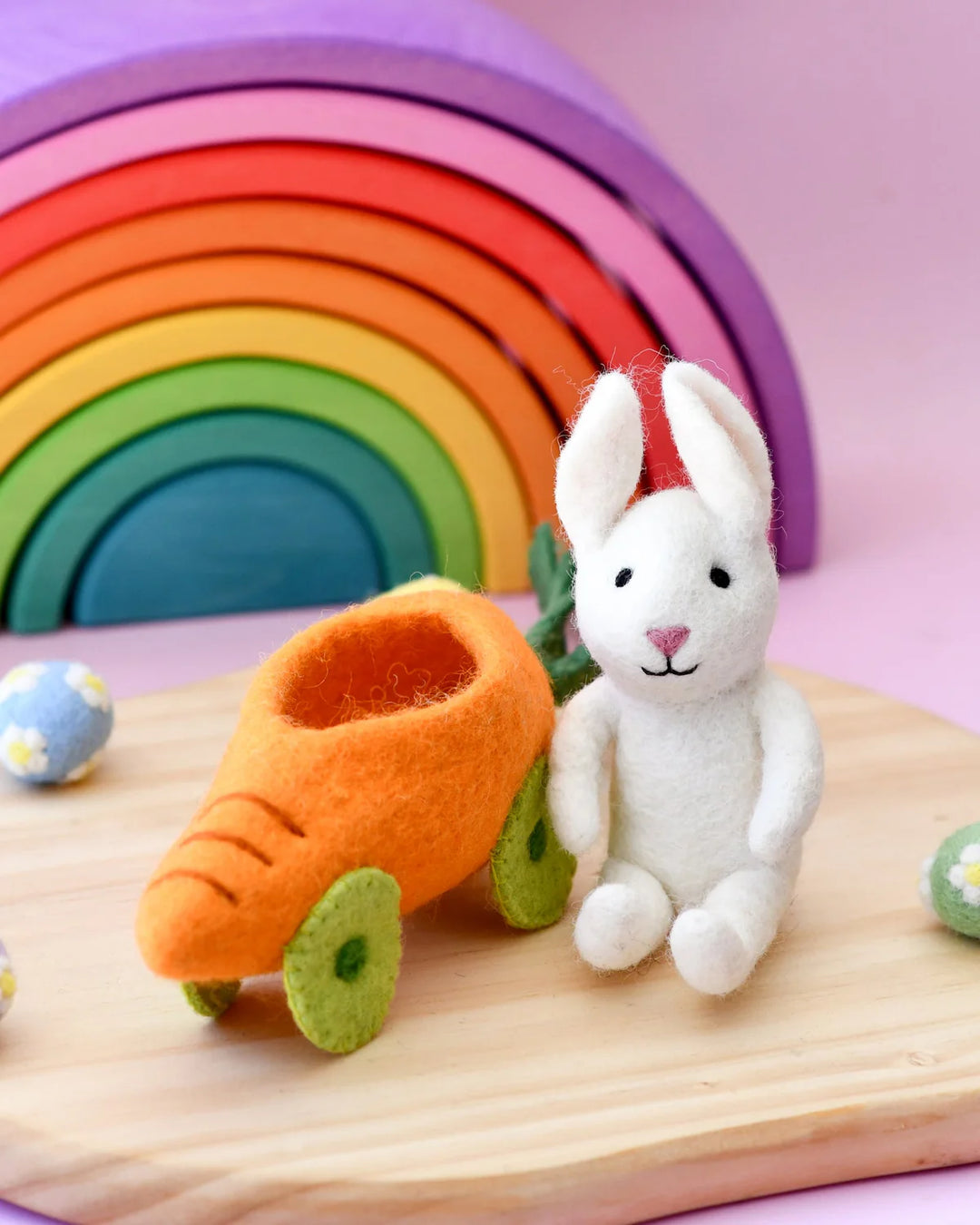 Felt Rabbit with Carrot Car Toy