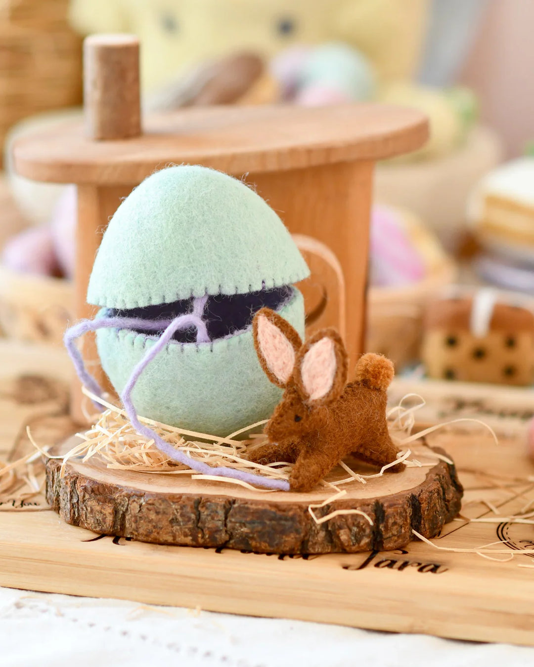 Felt Surprise Egg with Brown Bunny