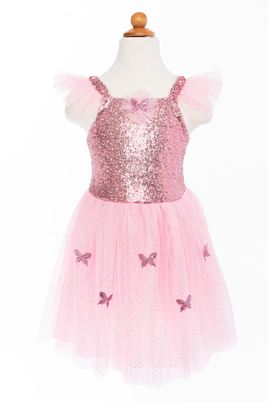 Dressup - Dress - Pink Sequins Butterfly Dress & Wings - Size 5-7