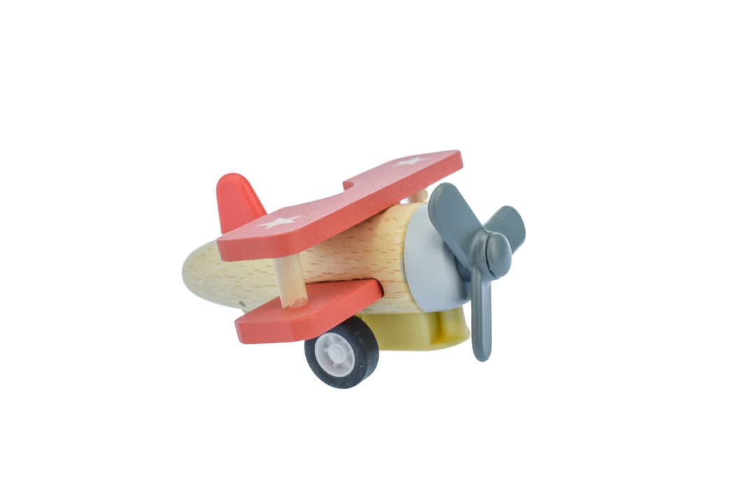 Retro Wooden Pull Back Biplane