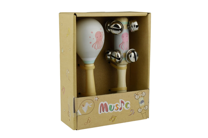 Wooden Maraca and Bell Music Set