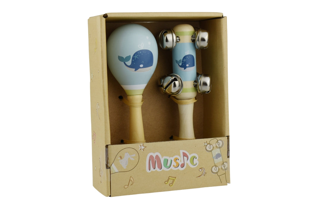 Wooden Maraca and Bell Music Set