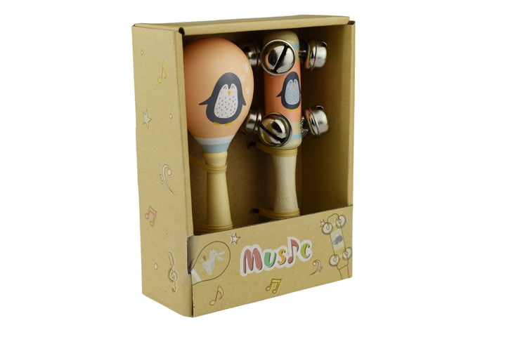 Wooden Maraca and Bell Music Set