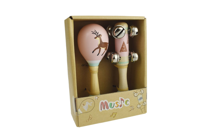 Wooden Maraca and Bell Music Set