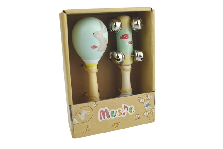 Wooden Maraca and Bell Music Set