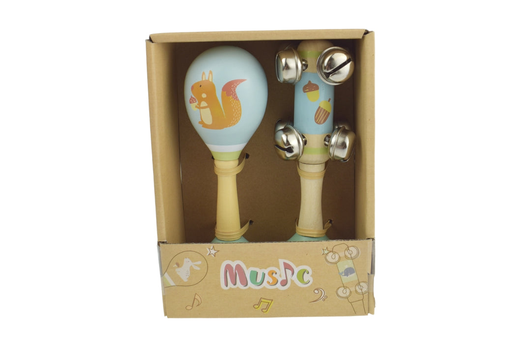 Wooden Maraca and Bell Music Set