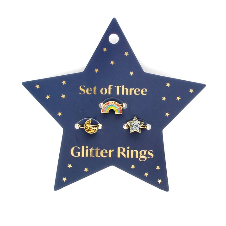 Rex London Glitter Rings –  Star, Rainbow & Moon