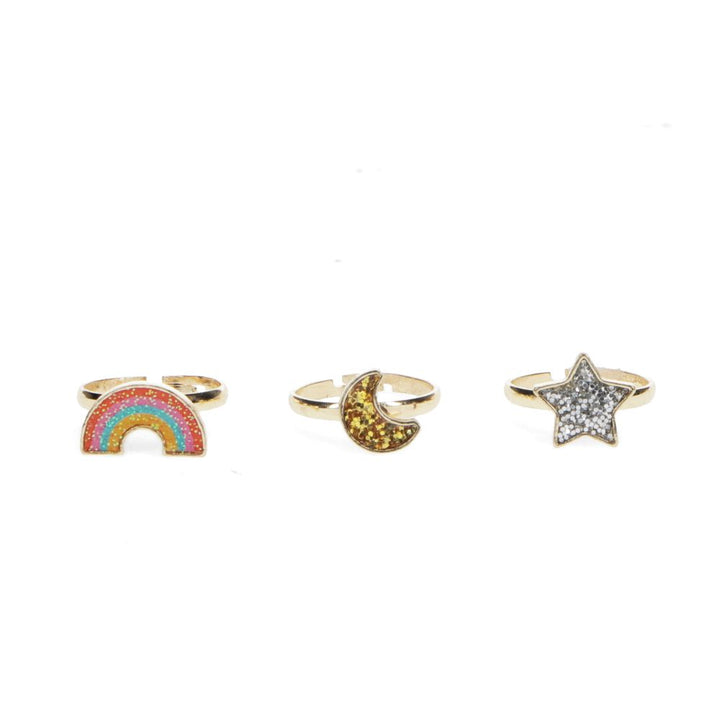 Rex London Glitter Rings –  Star, Rainbow & Moon