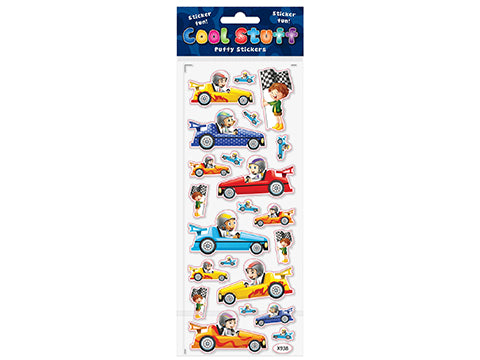 Puffy Stickers - Race Cars