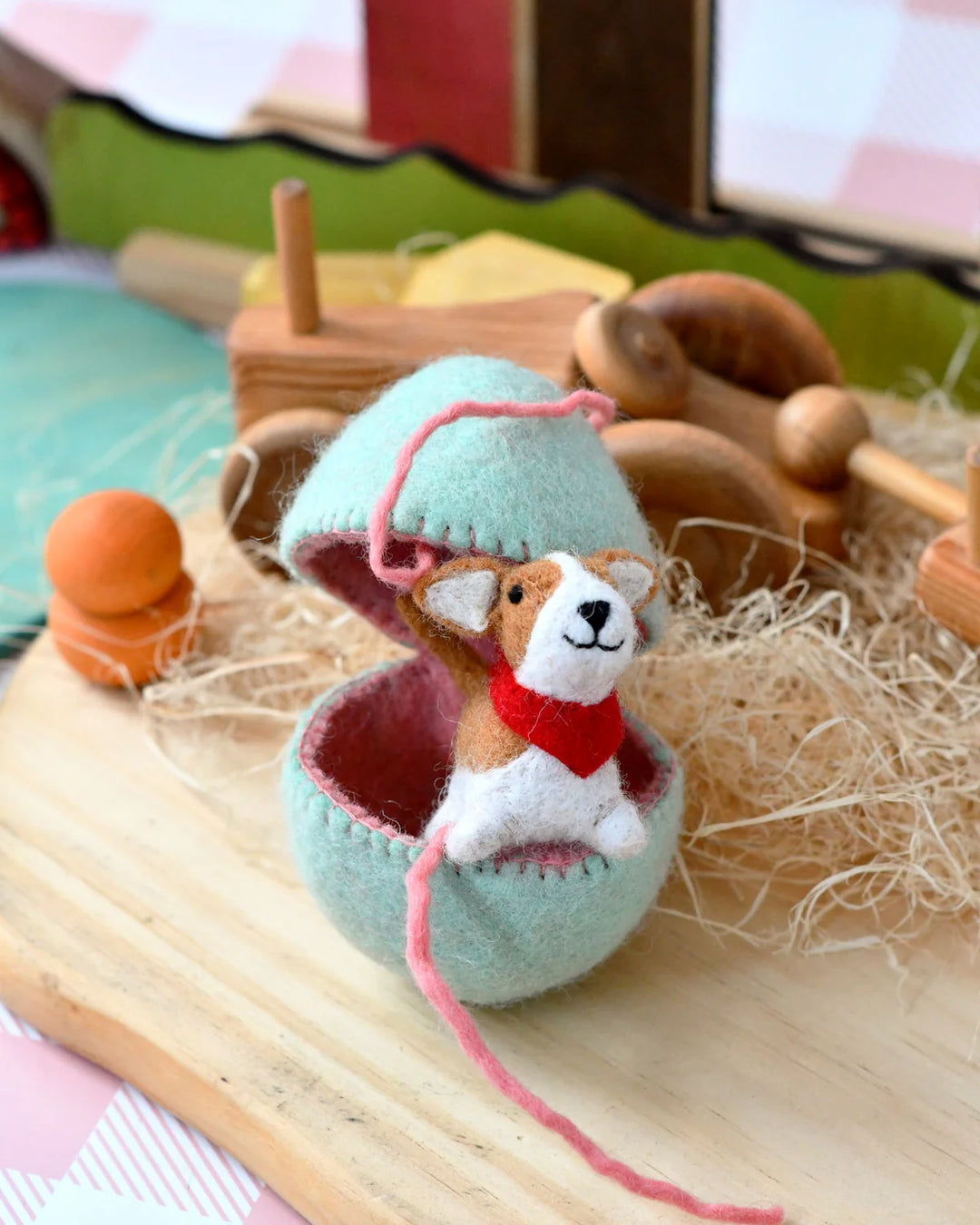 Felt Surprise Egg with Corgi Puppy