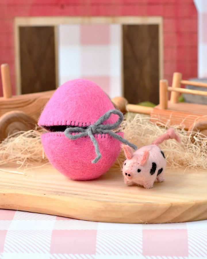 Felt Surprise Egg with Spotted Pig