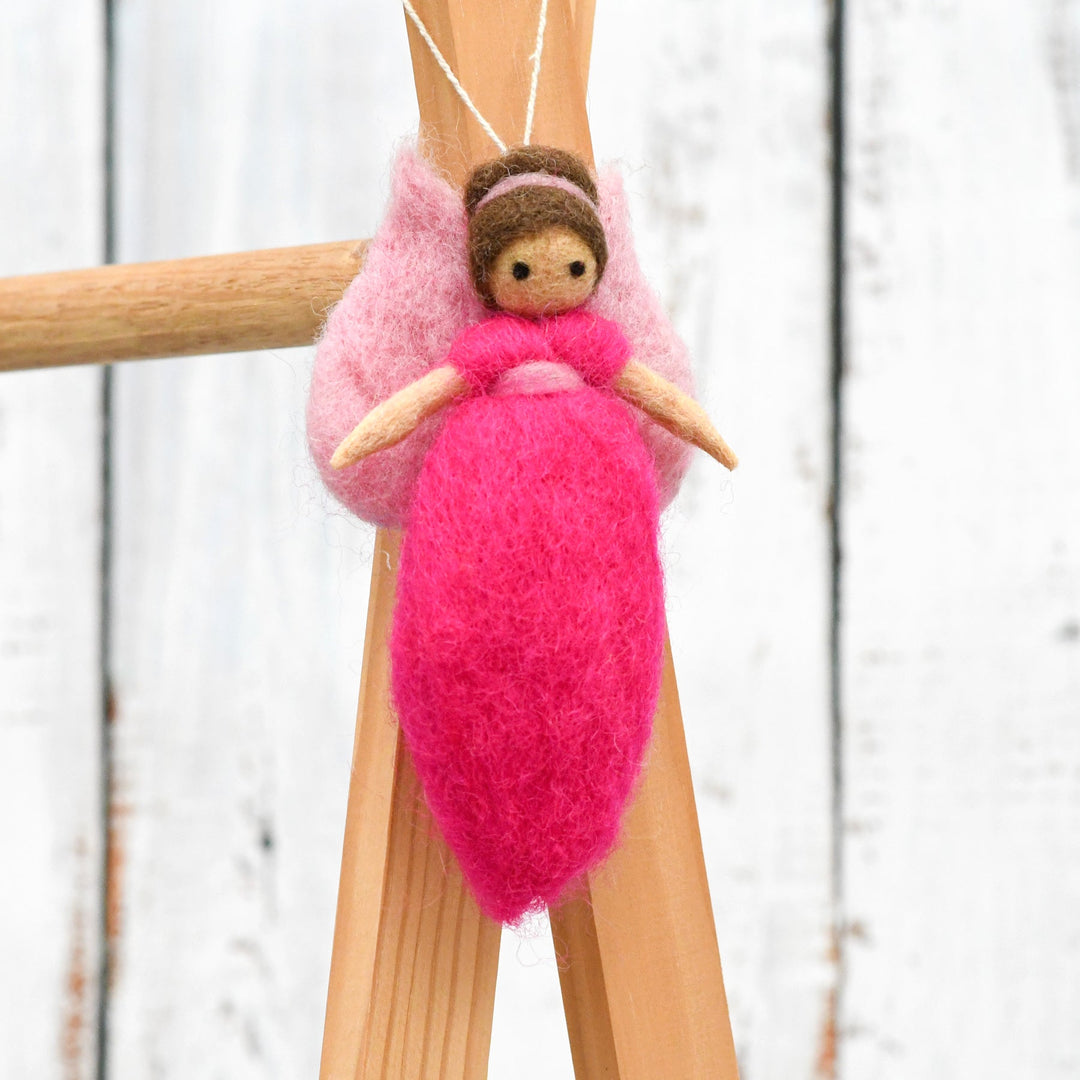 Needle Felted Fairy - Bright Pink Dress