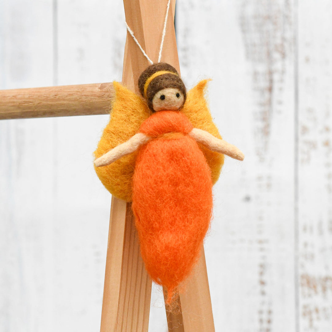 Needle Felted Fairy - Orange Dress