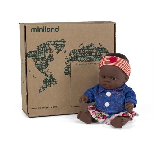 Miniland Doll - African Girl and Outfit - 21cm