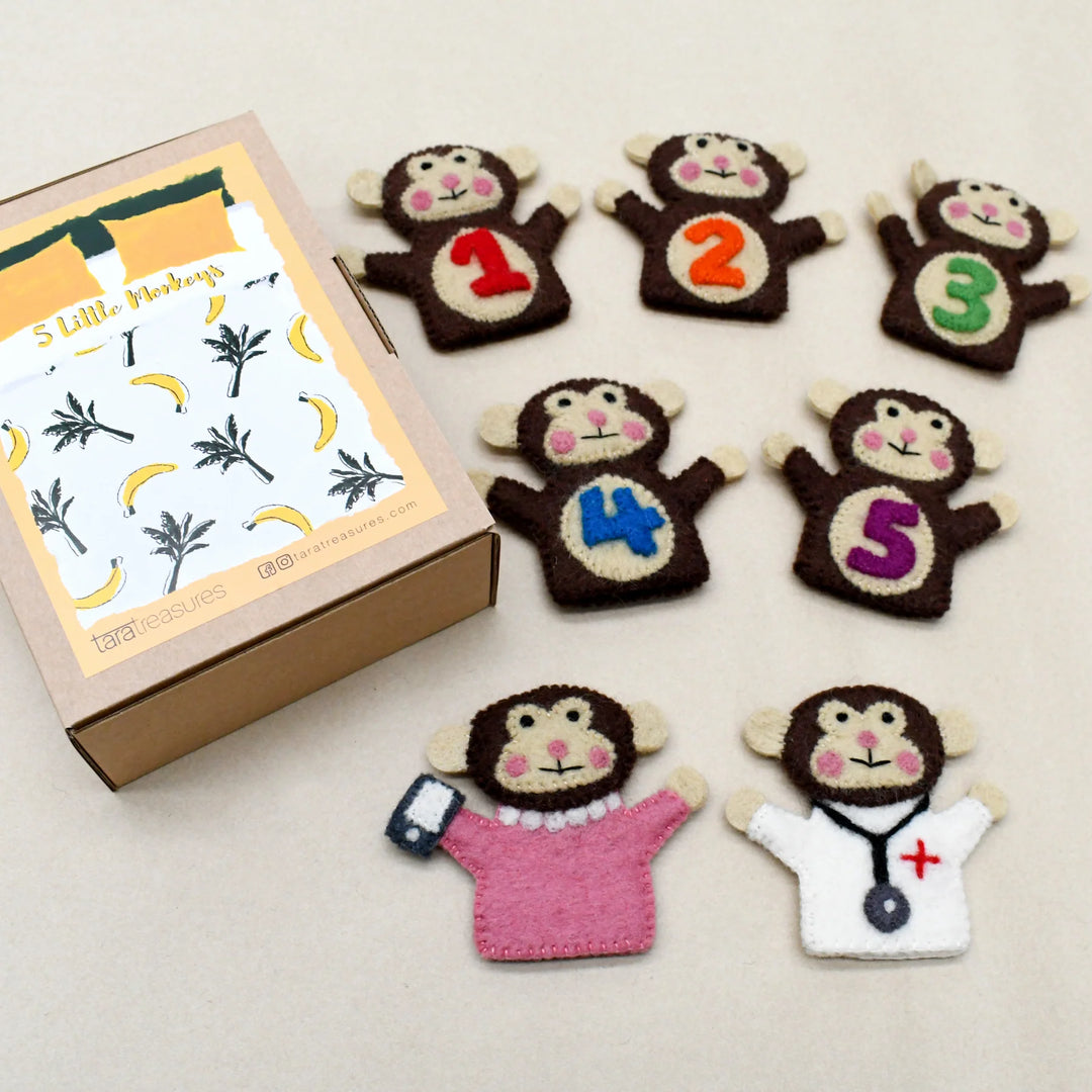 Finger Puppet Set - Five Little Monkeys