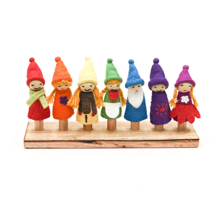 Finger Puppet Set - Rainbow Colourful Gnomes